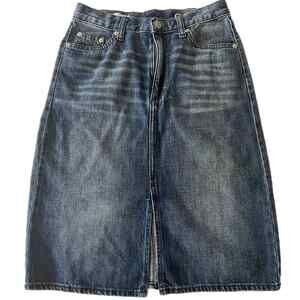 Women's Gap1969 Denim skirt Knee length front slit 100% cotton w/ pockets SZ 4-6